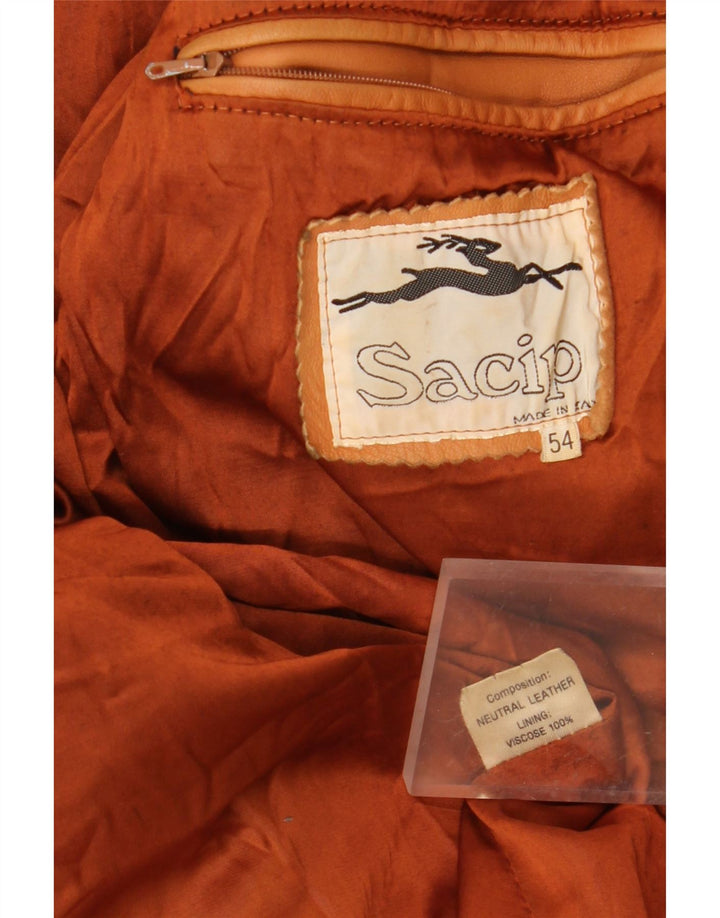 Casaco de couro masculino VINTAGE IT 54 2XL couro marrom