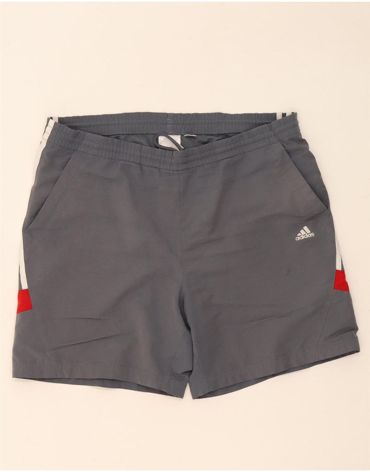 Shorts esportivos masculinos Adidas XL cinza colorblock poliéster