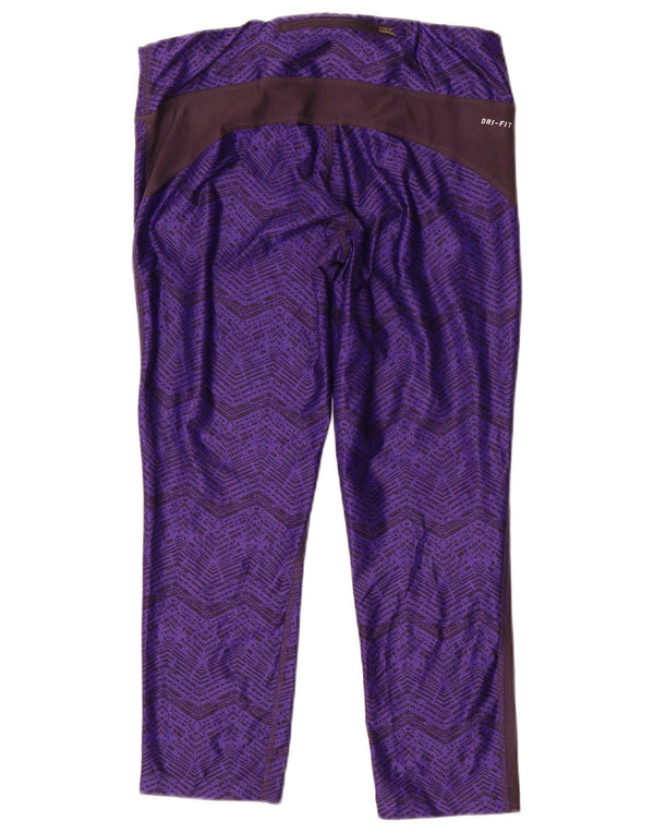 Calça esportiva feminina Nike Dri Fit Crop UK 14 grande bloco colorido roxo
