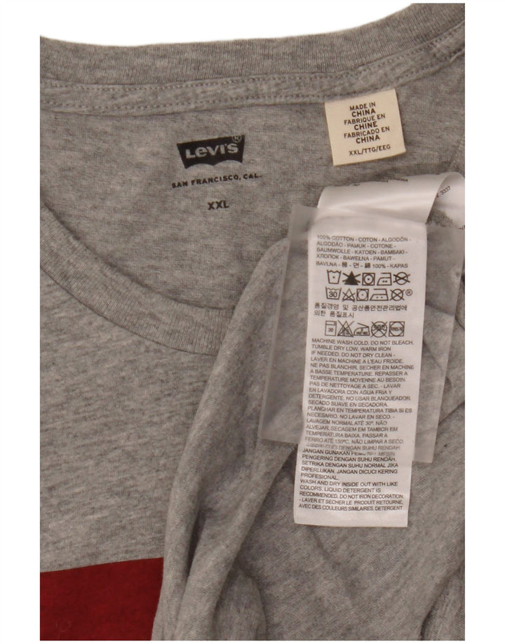 Camiseta gráfica masculina LEVI'S Top 2XL algodão cinza