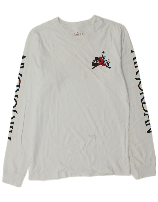 Jordan Mens Graphic Top Manga Longa Pequeno Branco