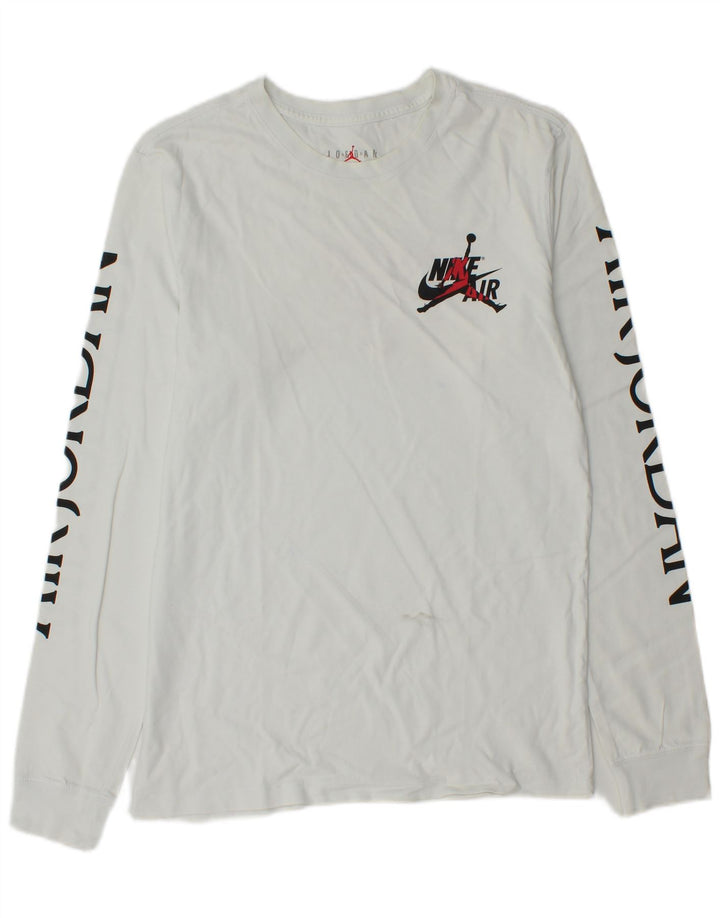 Jordan Mens Graphic Top Manga Longa Pequeno Branco