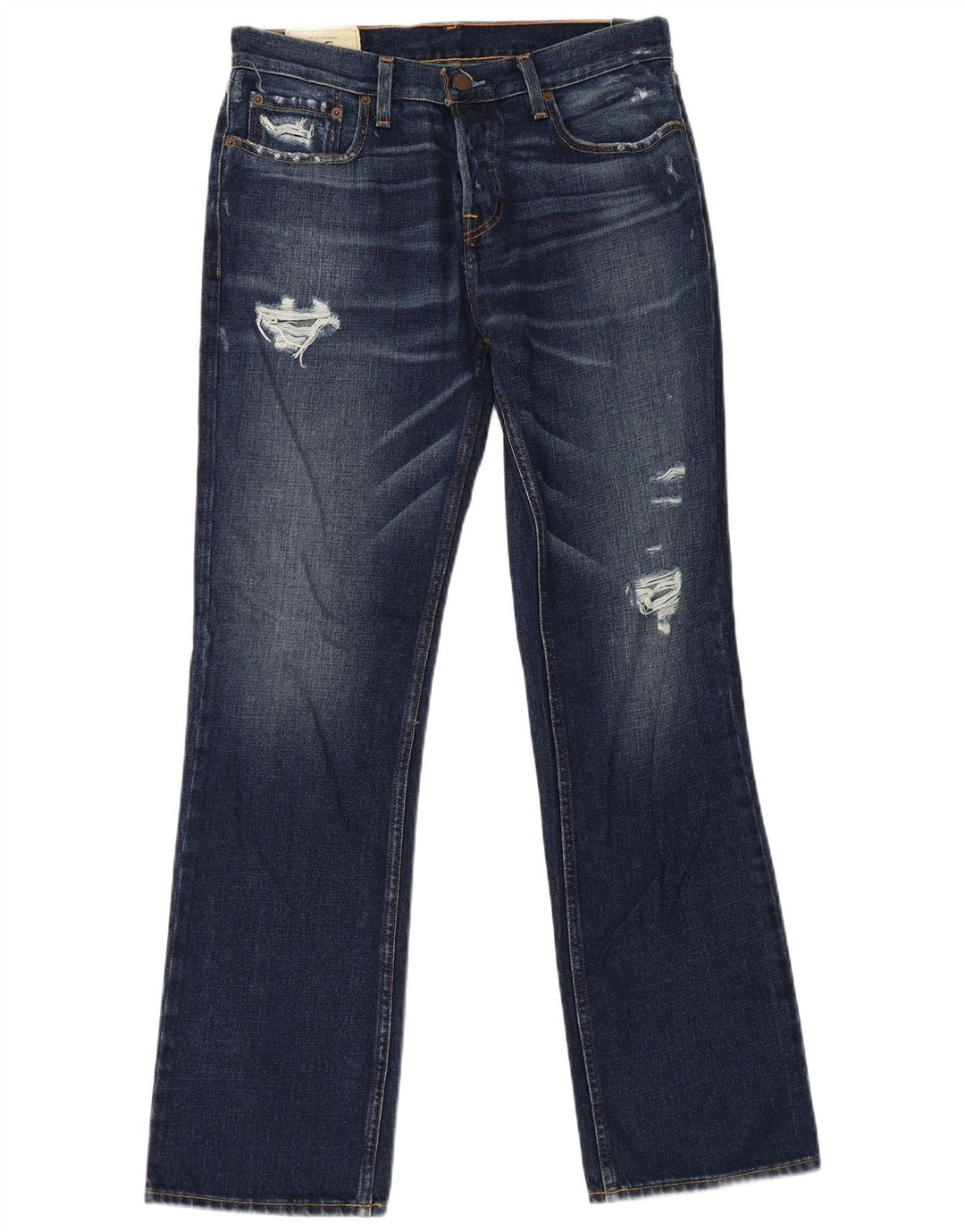 Hollister masculino desgastado bootcut jeans W32 L32 azul algodão