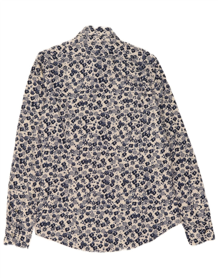 Camisa masculina MASSIMO DUTTI pequena azul floral algodão