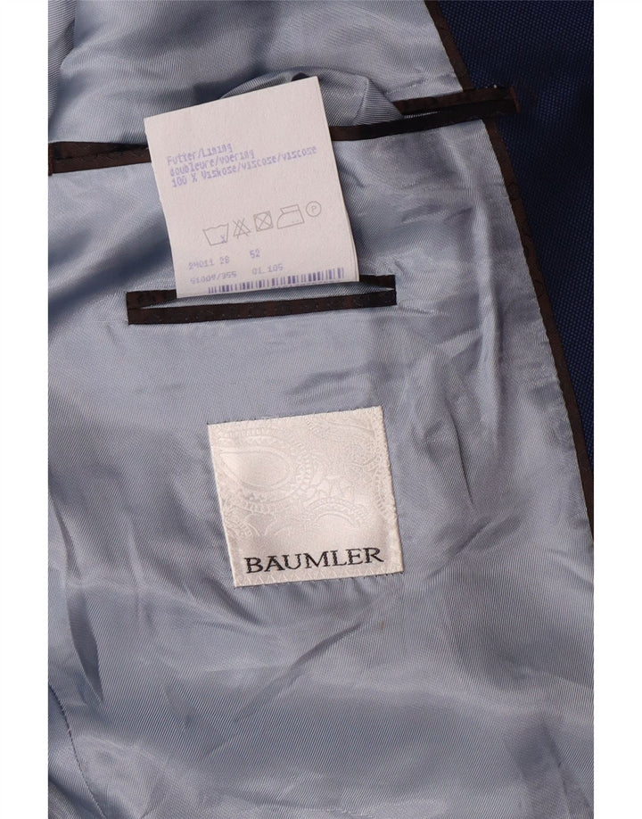 Baumler Masculino 2 botões 2 peças terno IT 52 XL W38 L29 azul marinho lã virgem