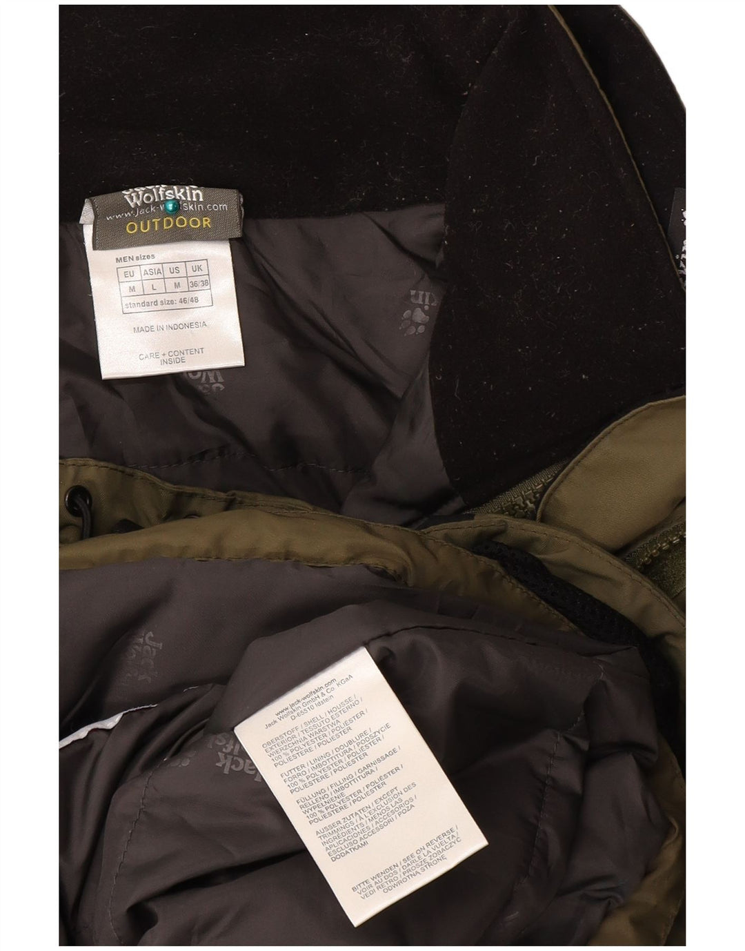 Jaqueta corta-vento masculina JACK WOLFSKIN UK 36/38 médio cáqui colorblock