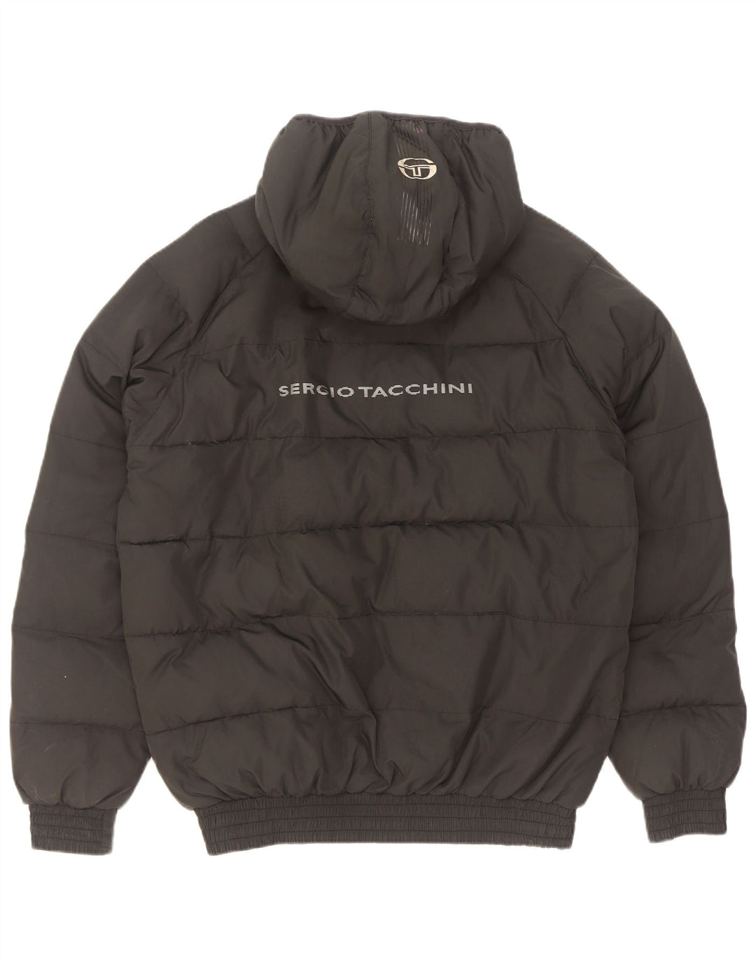 Jaqueta acolchoada masculina Sergio Tacchini UK 38 poliéster preto médio