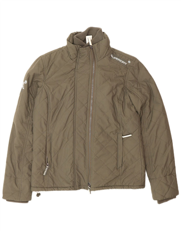 Jaqueta corta-vento feminina Superdry UK 14 médio cáqui nylon