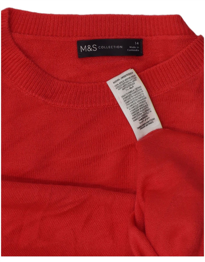 Suéter feminino Marks & Spencer com gola redonda Reino Unido 14 acrílico rosa médio