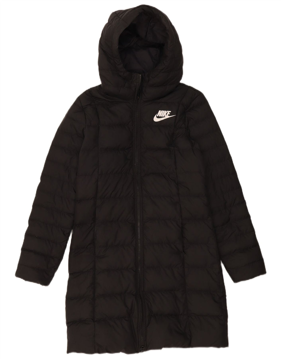 Casaco acolchoado com capuz feminino Nike UK 10 pequeno poliéster preto