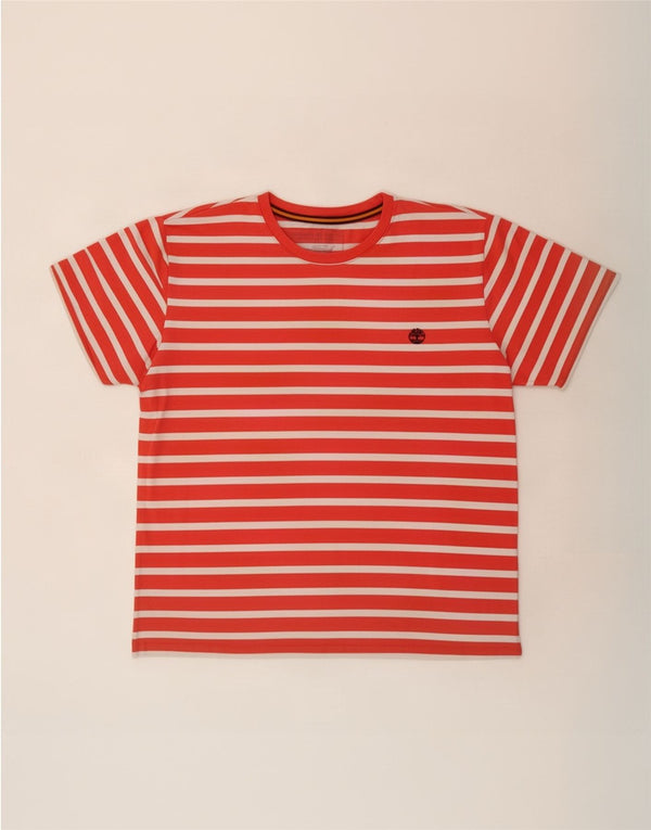 Camiseta masculina Timberland Regular Fit Top XL de algodão listrado vermelho