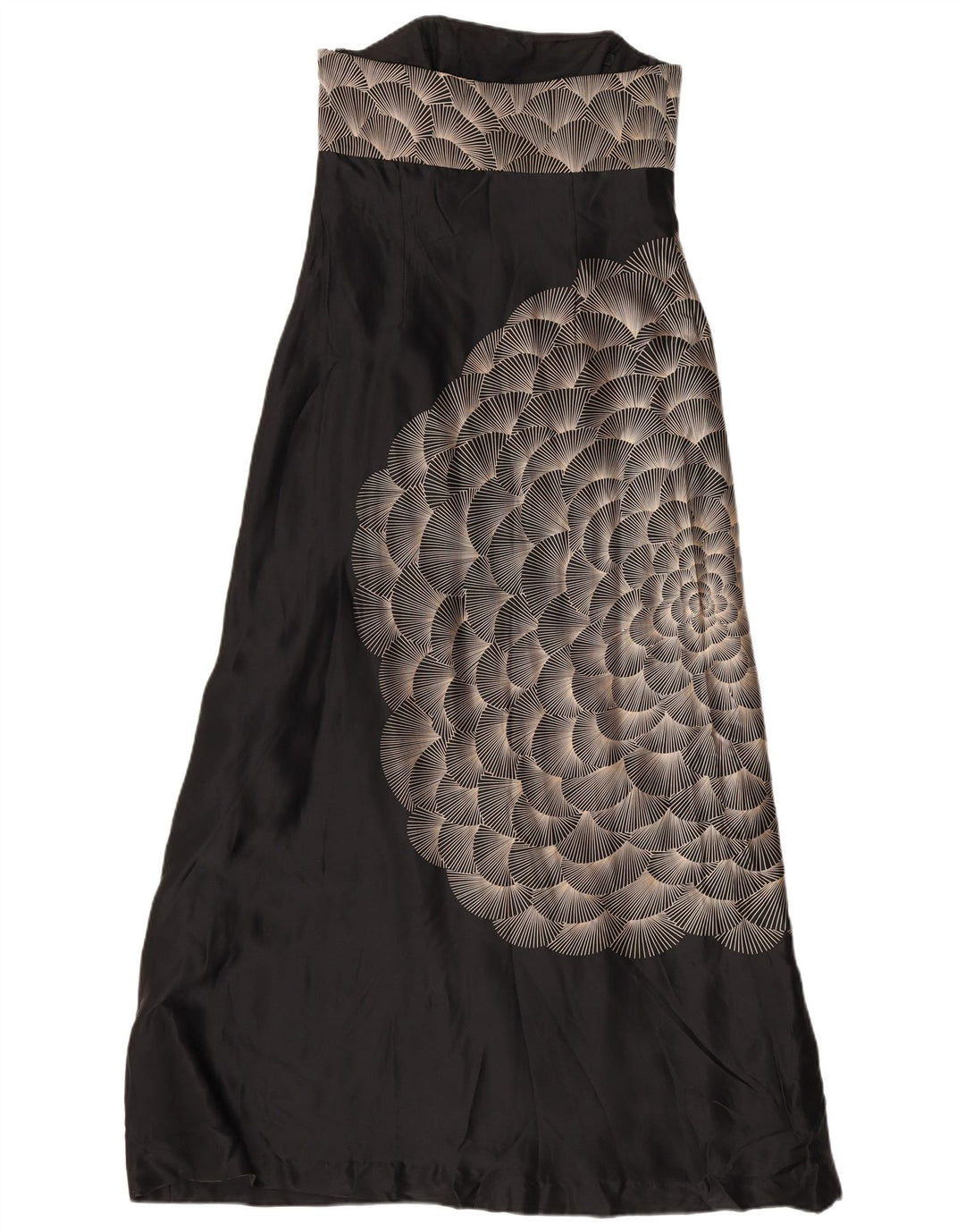 Vestido feminino Monsoon com estampa abstrata maxi sem alças Reino Unido 12 médio preto