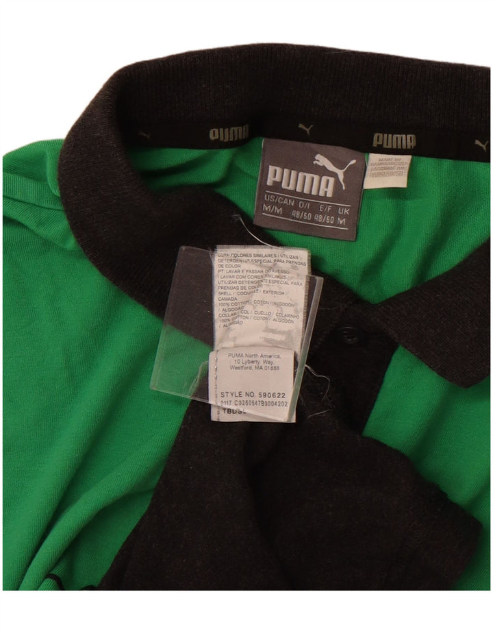 Camisa polo masculina Puma verde médio colorblock algodão