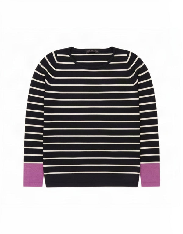 Suéter feminino Marks & Spencer com gola canoa Reino Unido 10 pequeno azul marinho