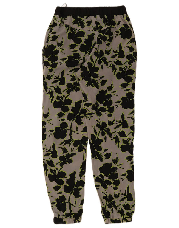 Topshop Calça feminina casual jogger UK 8 pequena W28 L27 cinza floral