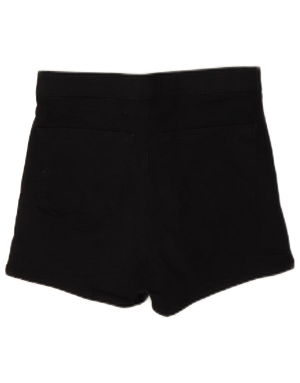 Topshop Womens Joni Denim Shorts Reino Unido 12 Médio W28 Algodão Preto