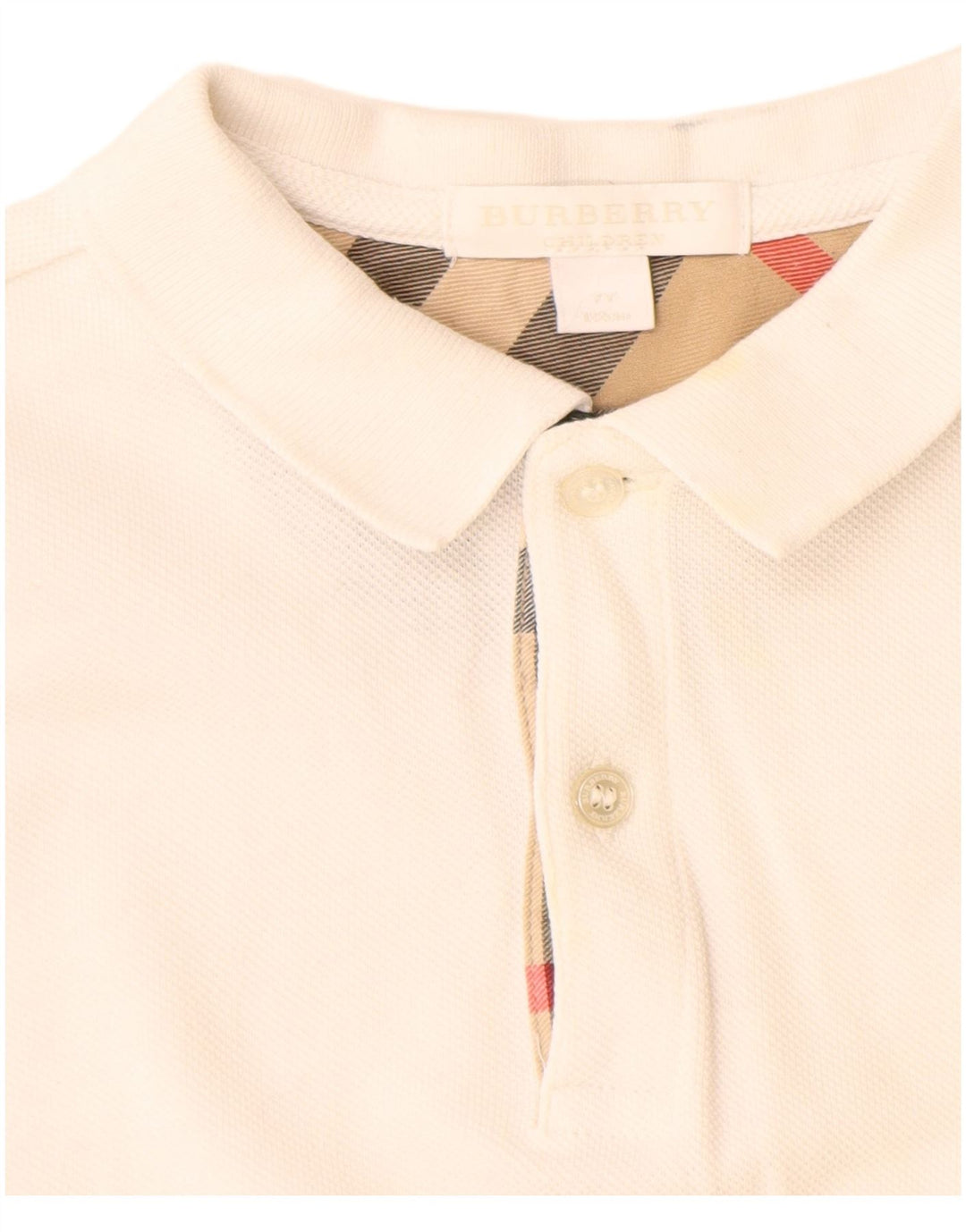 Camisa polo masculina Burberry 6-7 anos algodão branco