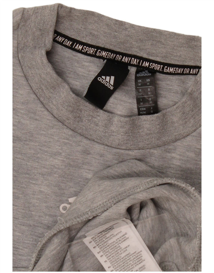 Adidas Mens Moletom Jumper Médio Cinza Algodão Flecked