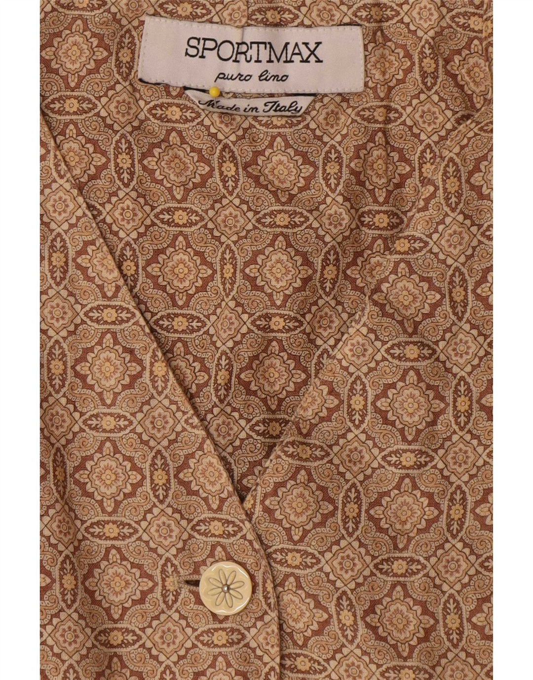 Jaqueta blazer feminina sem mangas Sportmax Reino Unido 12 marrom médio geométrico