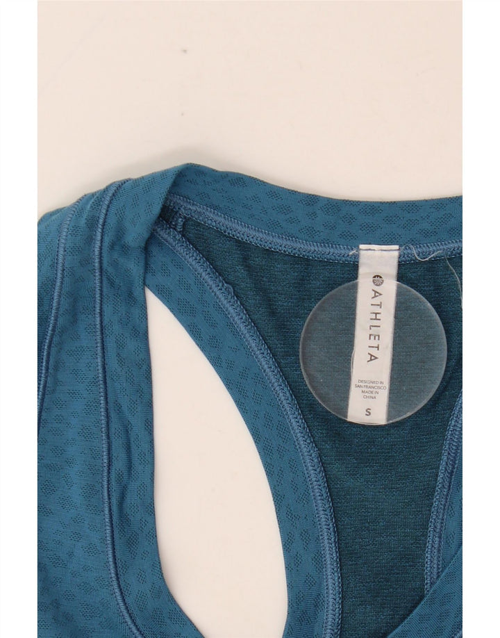 Colete feminino ATHLETA UK 8 pequeno nylon manchado azul