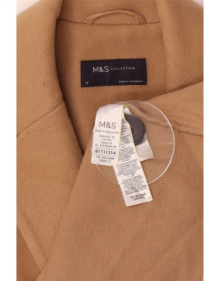 Sobretudo feminino Marks & Spencer UK 12 poliéster marrom médio
