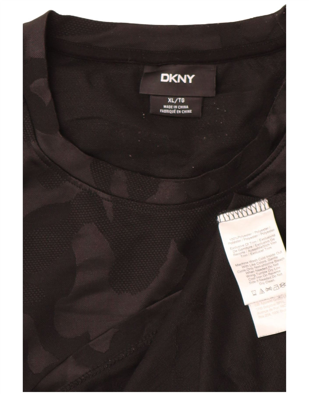 Camiseta masculina DKNY Top XL preta camuflada poliéster