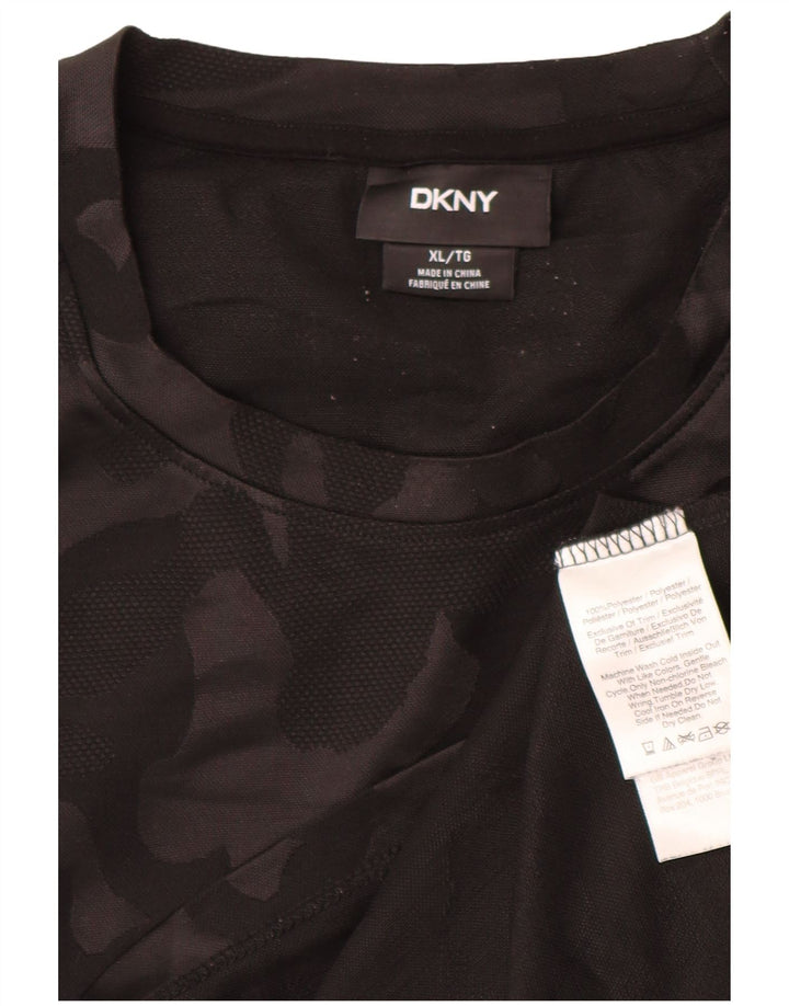 Camiseta masculina DKNY Top XL preta camuflada poliéster