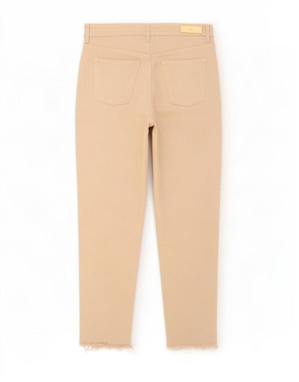 Zara Jeans feminino cintura alta cônico EU 40 médio W30 L28 algodão bege