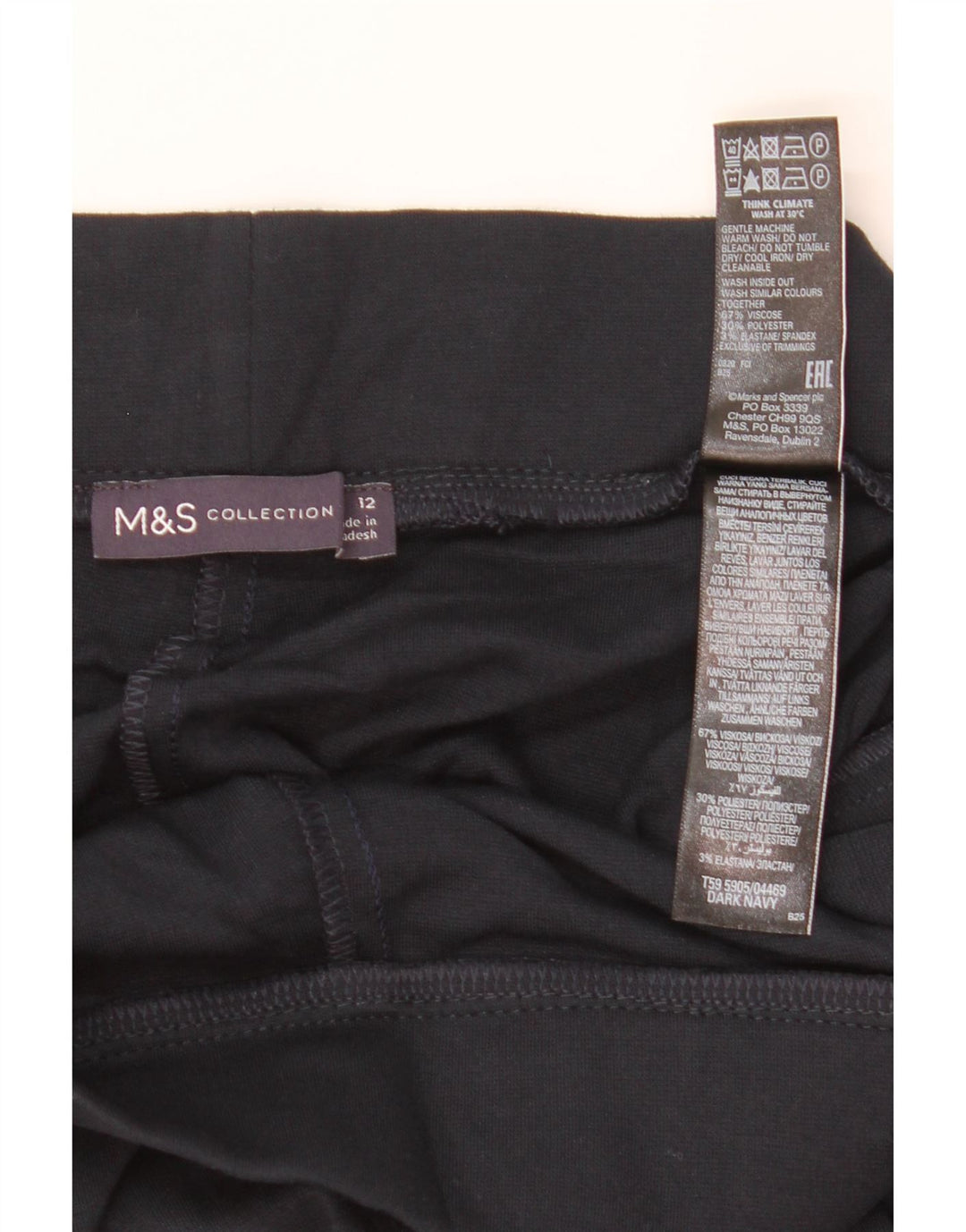 Calça casual feminina Marks & Spencer Reino Unido 12 médio W30 L29 azul marinho