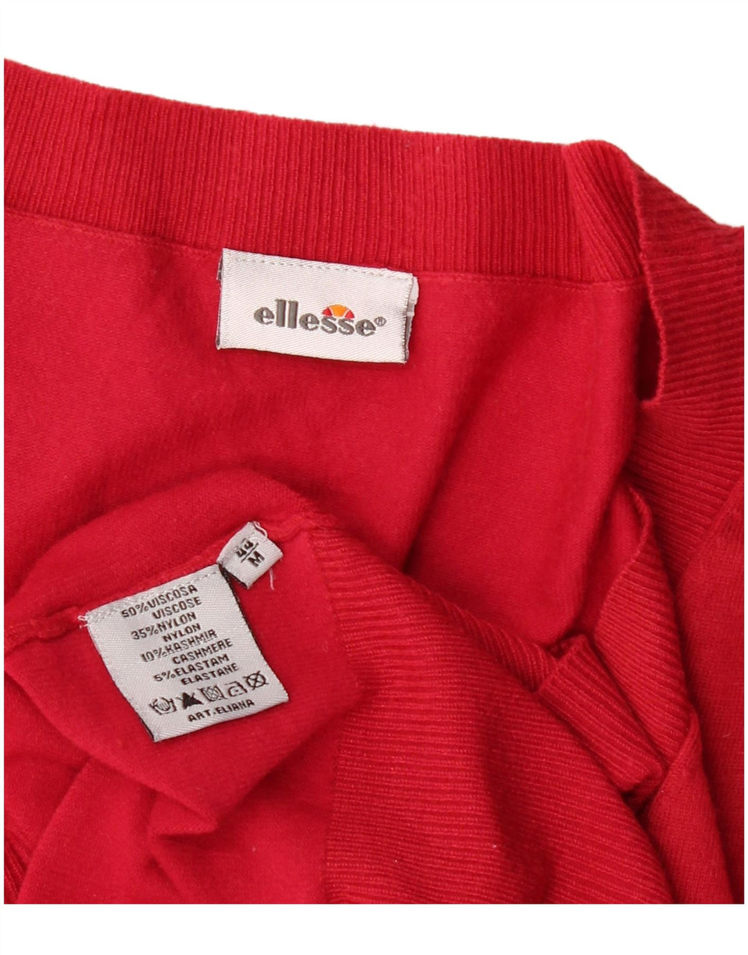 Suéter feminino Ellesse com decote em V Reino Unido 12 viscose vermelha média
