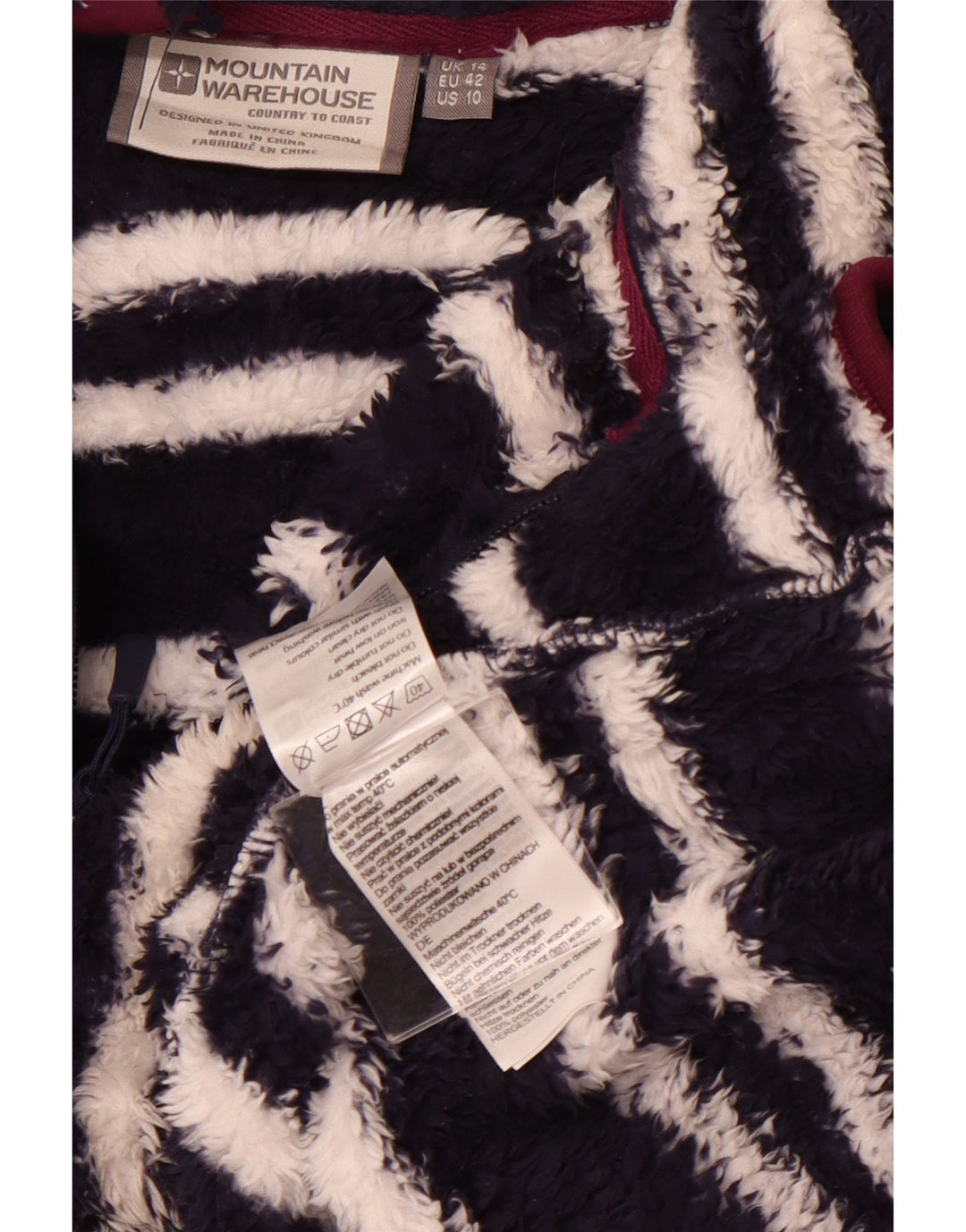 MOUNTAIN WAREHOUSE Suéter de lã feminino Reino Unido 14 grande listrado azul marinho