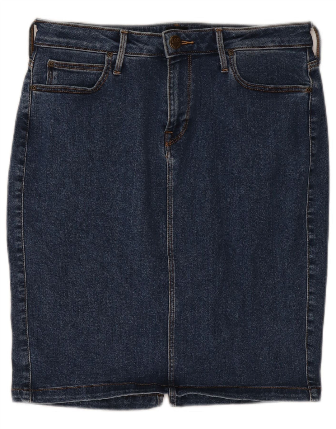 Saia lápis jeans feminina LEE W29 Lyocell azul médio