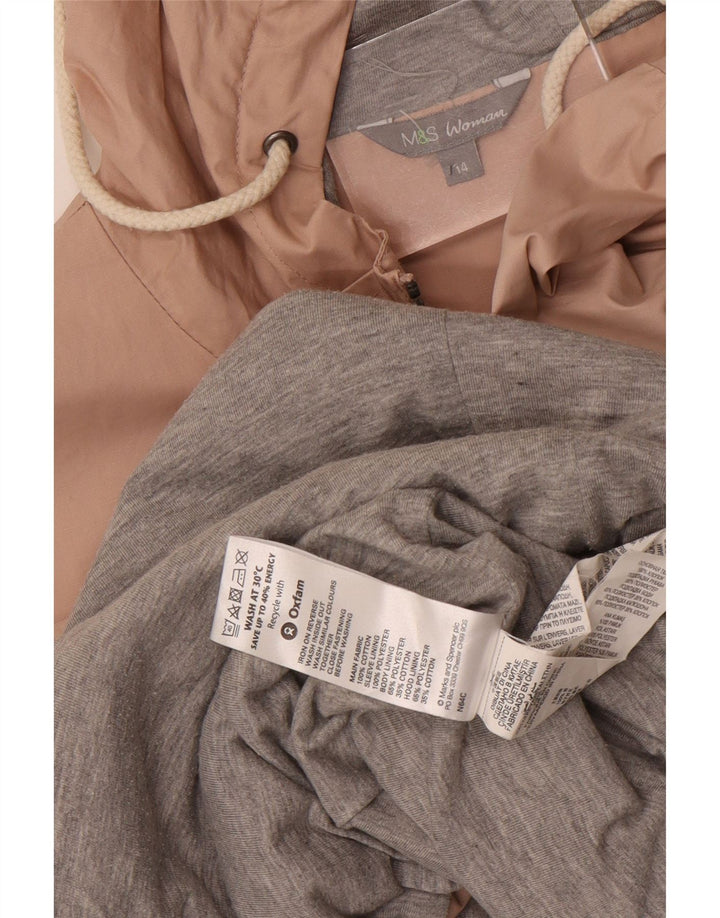 Jaqueta parka feminina com capuz Marks & Spencer Reino Unido 14 grande algodão rosa