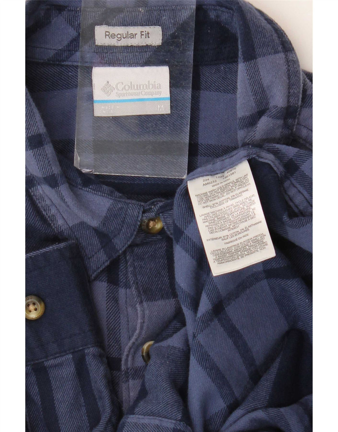 Camisa masculina de flanela Columbia Omni-Wick Regular Fit média xadrez azul marinho
