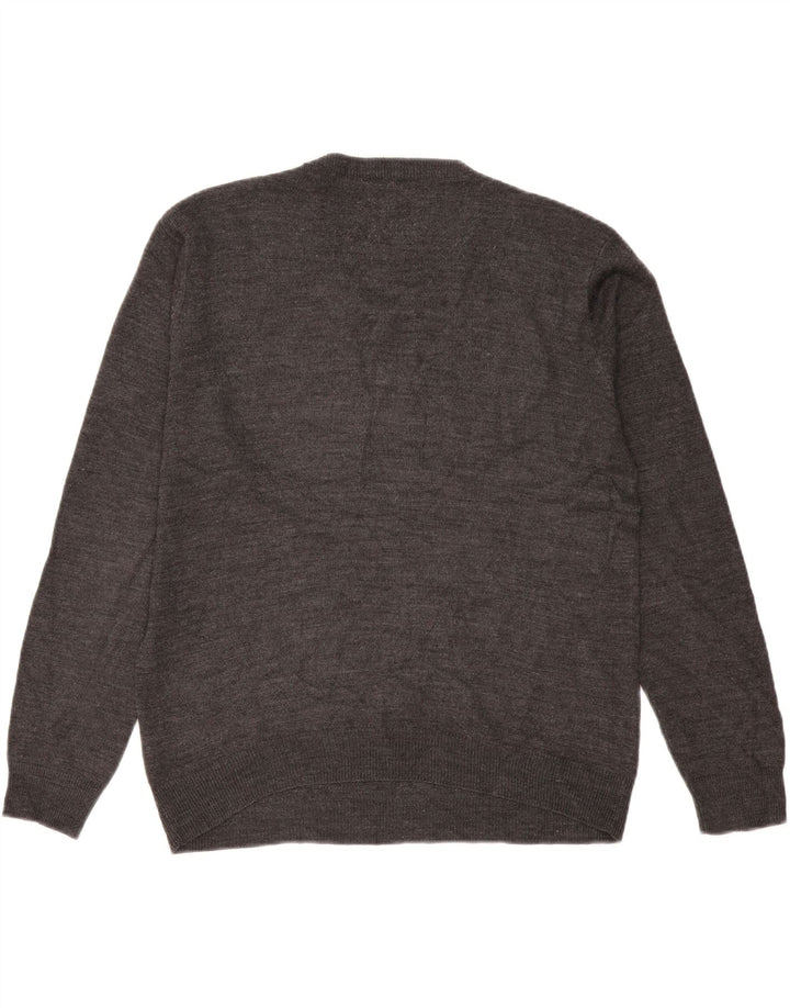 Suéter masculino Pierre Cardin com decote em V grande acrílico cinza