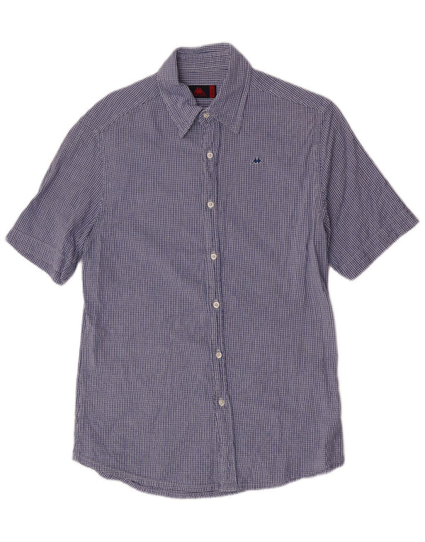 Camisa masculina Kappa manga curta regular fit pequena azul xadrez algodão
