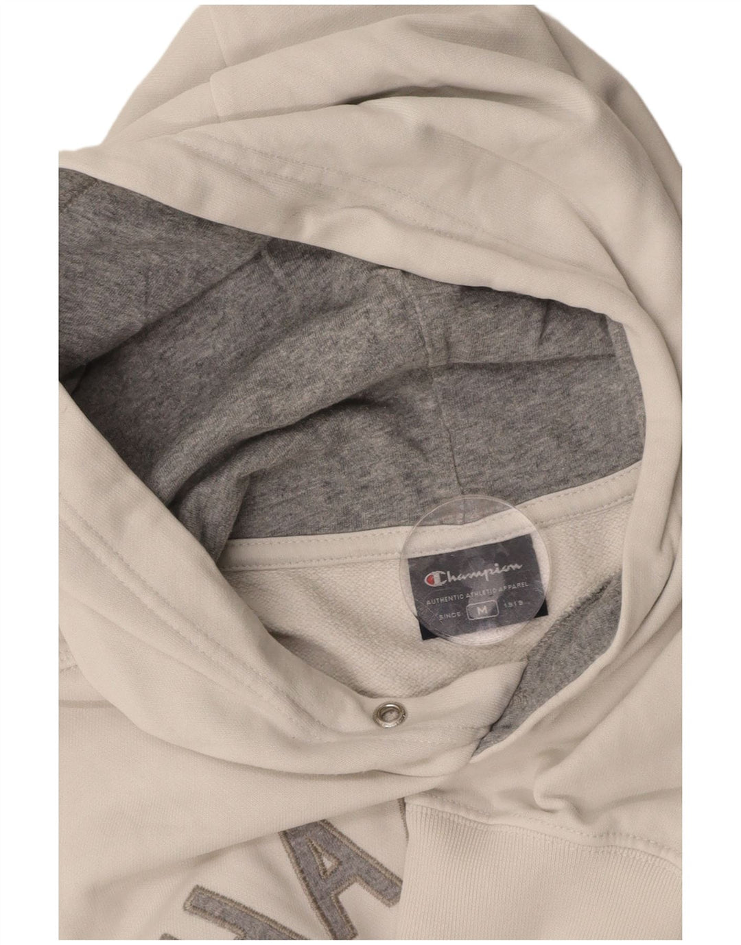 CHAMPION Suéter com capuz gráfico masculino médio branco