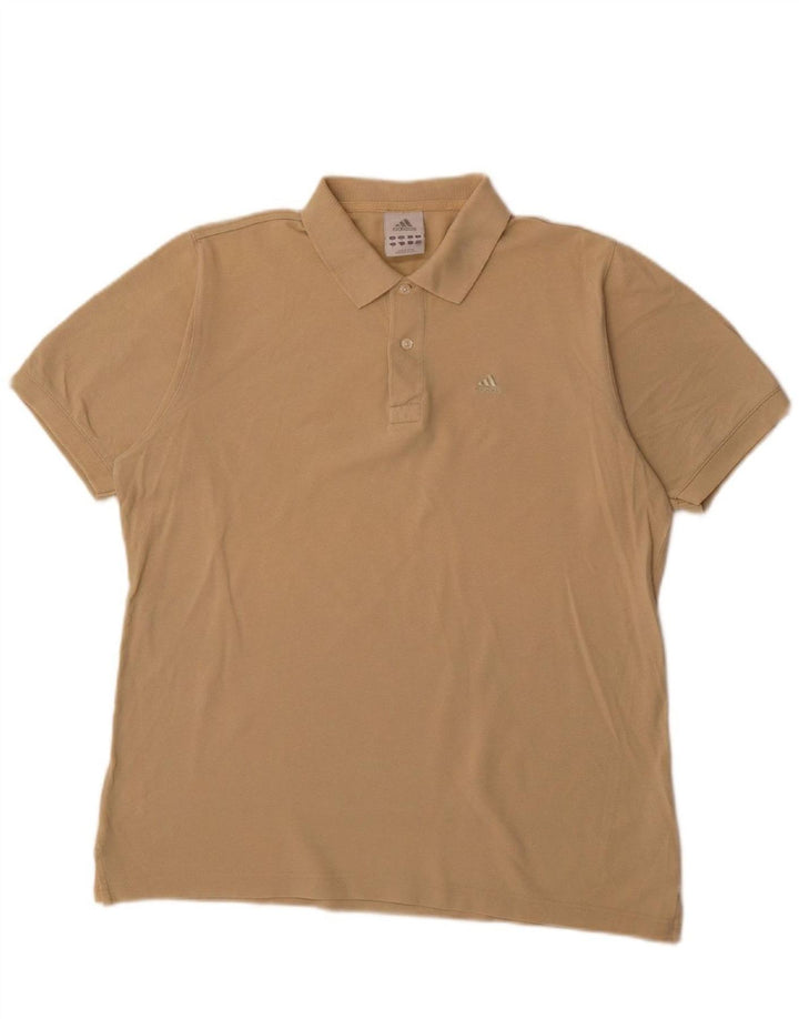 Camisa polo masculina ADIDAS algodão bege médio