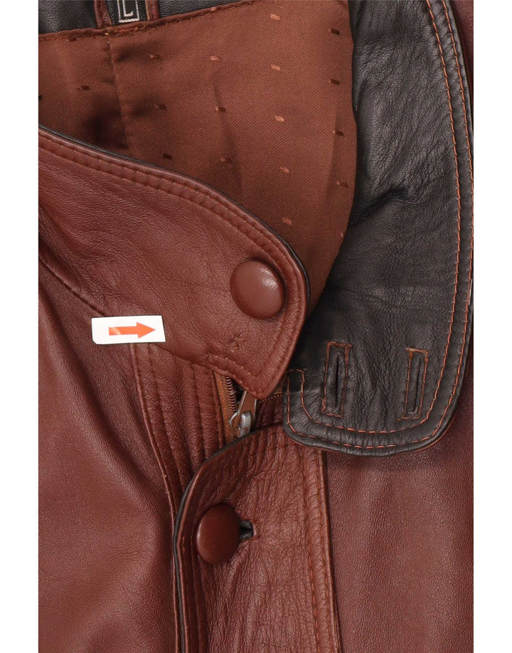 Jaqueta de couro bomber masculina vintage Reino Unido 40 grande marrom