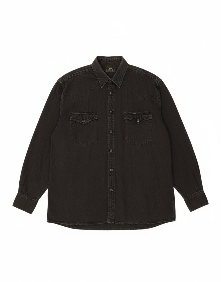 Camisa jeans masculina LEE grande algodão preto