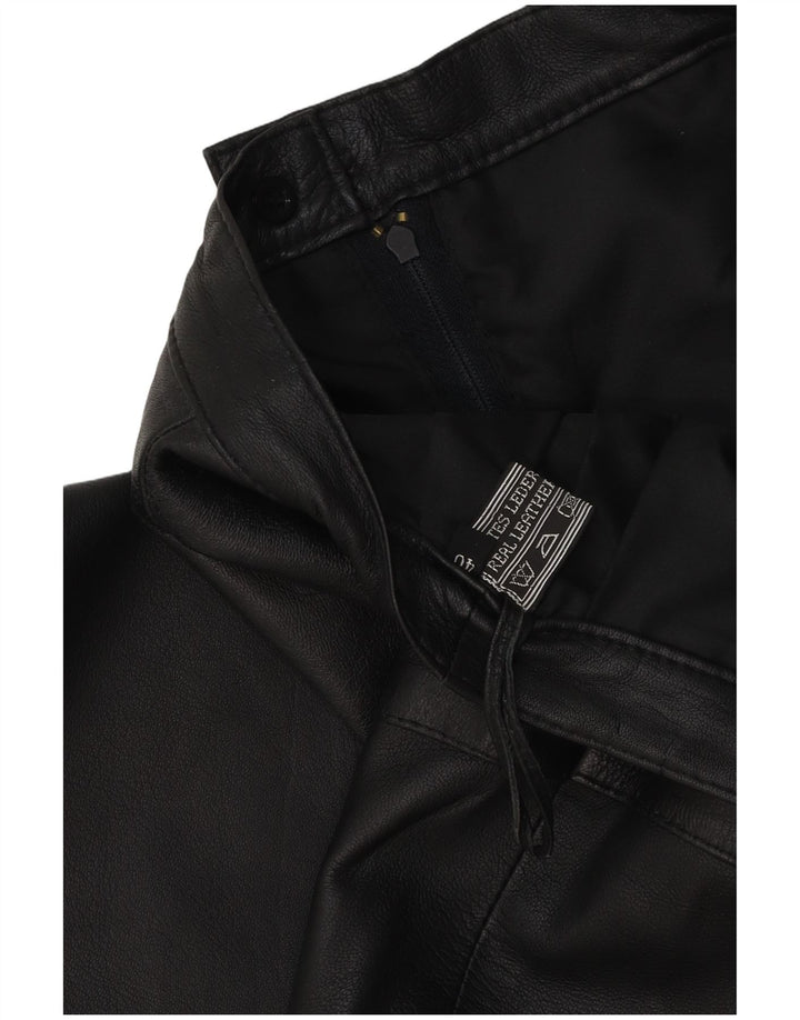 Saia de couro feminina vintage UE 40 médio W30 couro preto
