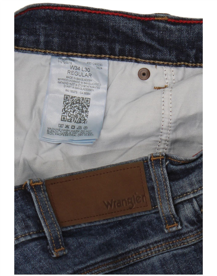 Wrangler Masculino Regular Straight Jeans W34 L30 Azul Algodão