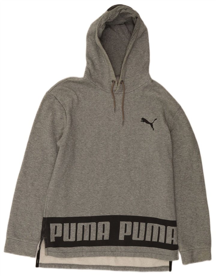 Puma masculino gráfico moletom com capuz pequeno cinza colorblock algodão
