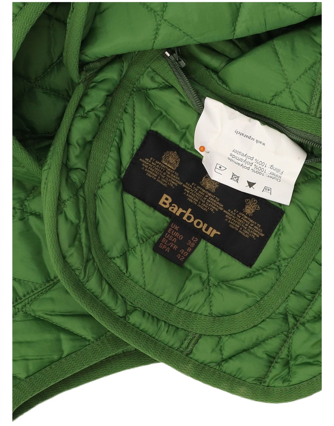 Colete acolchoado feminino BARBOUR UK 12 poliéster verde médio