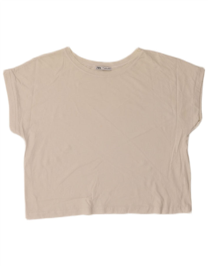 Zara Camiseta Feminina Crop Top UK 16 Grande Branco