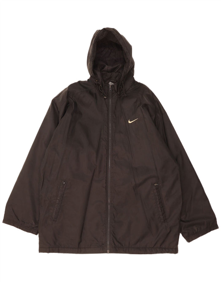 Jaqueta corta-vento masculina Nike Graphic com capuz Reino Unido 42/44 grande poliéster preto