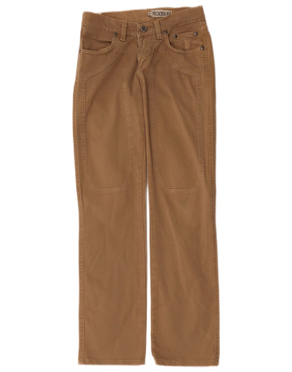 Calça feminina casual reta Jeckerson W25 L29 algodão marrom