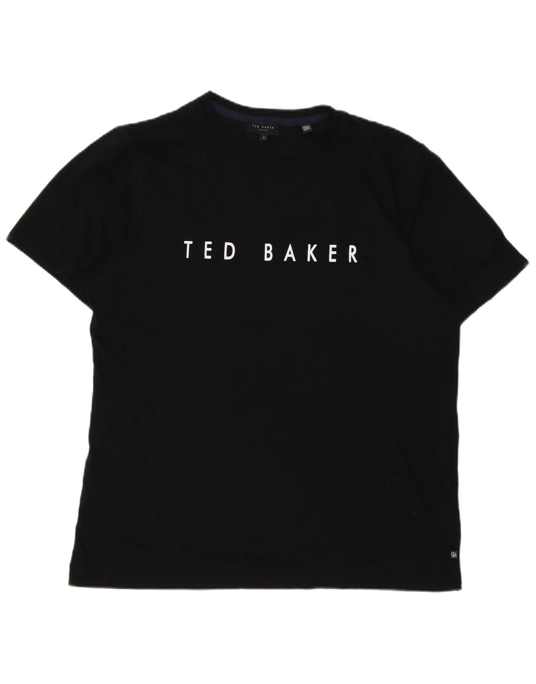 Camiseta gráfica masculina Ted Baker tamanho superior 4 grande algodão preto