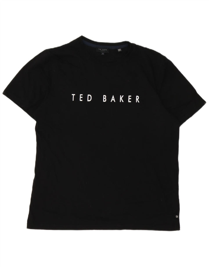 Camiseta gráfica masculina Ted Baker tamanho superior 4 grande algodão preto