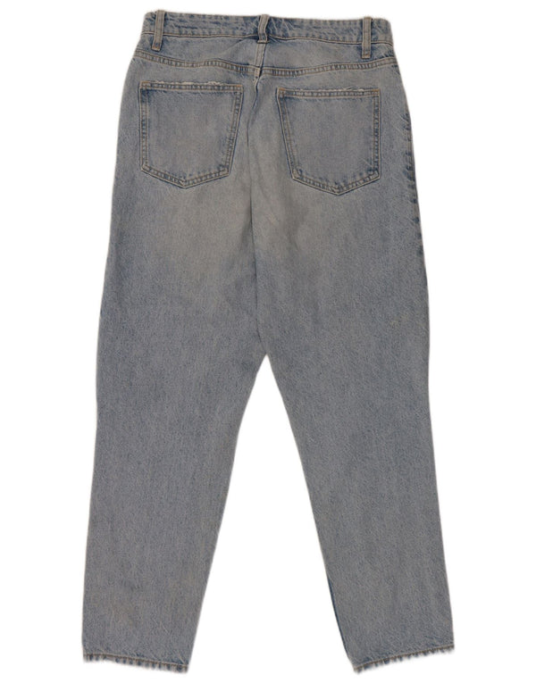 Zara Jeans feminino angustiado cônico EU 40 médio W30 L27 algodão azul